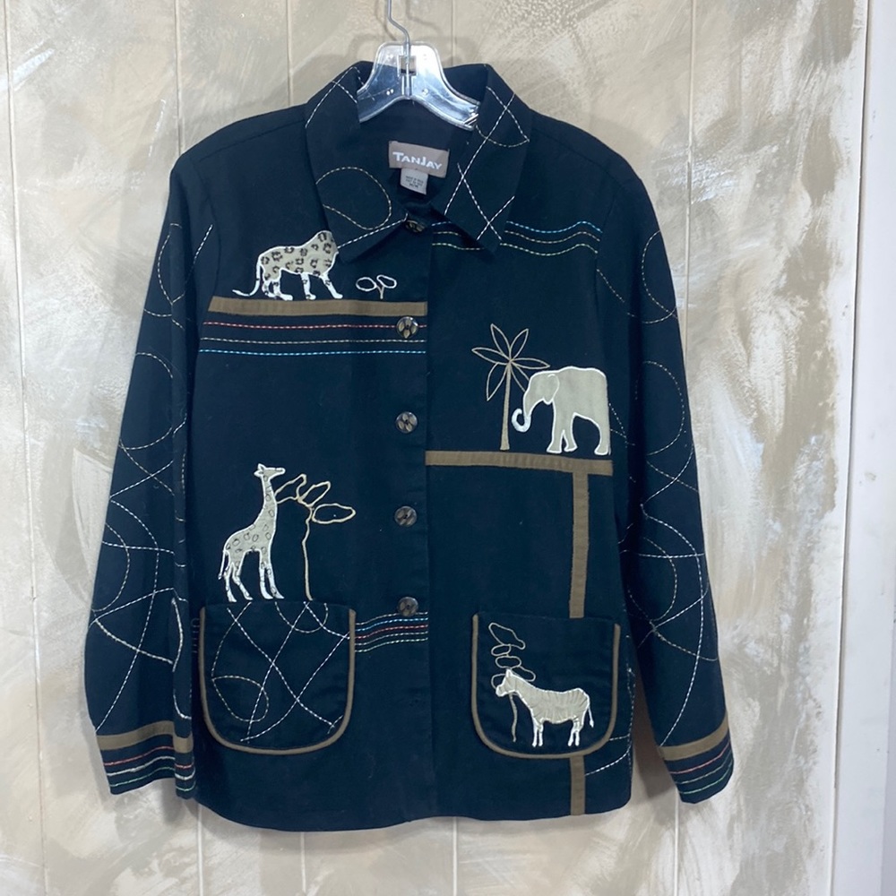 TanJay Black denim Safari Jacket, size M